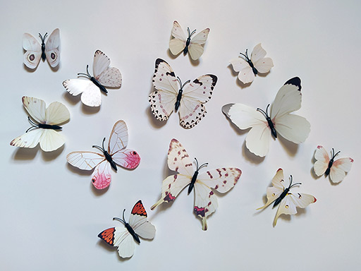 3D dekorace motýli světlí, 3D samolepky na zeď motýli světlí, 3D nálepky na zeď motýlci světlí, 3D dekorace na stěnu motýlci světlí
