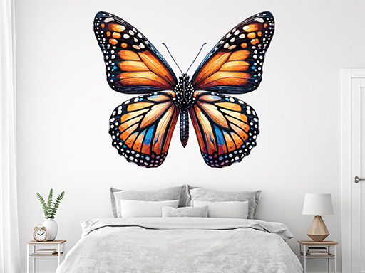 Barevný motýl samolepka na zeď, Barevný motýl nálepky na zeď, Barevný motýl dekorace na stěnu, Barevný motýl samolepící dekor na stěny, Barevný motýl samolepící tapety na zeď