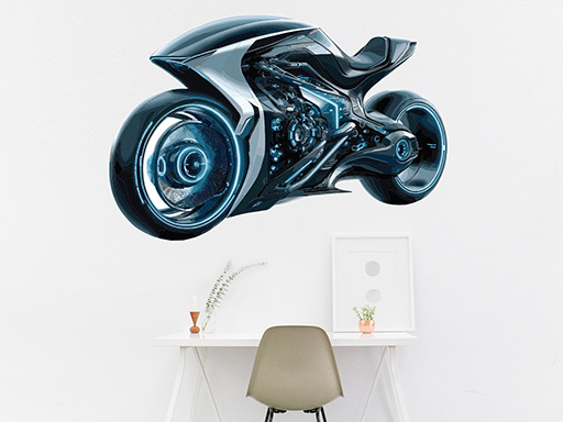 futuristická motorka samolepky na zeď, futuristická motorka nálepky na stěnu, futuristická motorka dekorace na zdi, futuristická motorka tapety na zdi