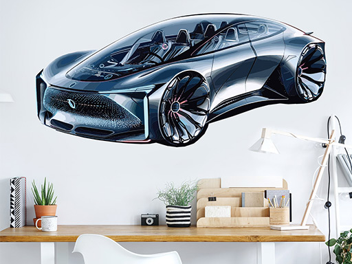 Futuristické auto samolepky na zeď, Futuristické auto nálepky na stěnu, Futuristické auto dekorace na zdi, Futuristické auto tapety na zdi