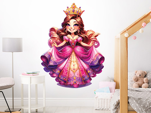 Pohádková princezna samolepka na zeď, Pohádková princezna nálepky na zeď, Pohádková princezna dekorace na stěnu, Pohádková princezna samolepící dekor na stěny, Pohádková princezna samolepící tapety na zeď
