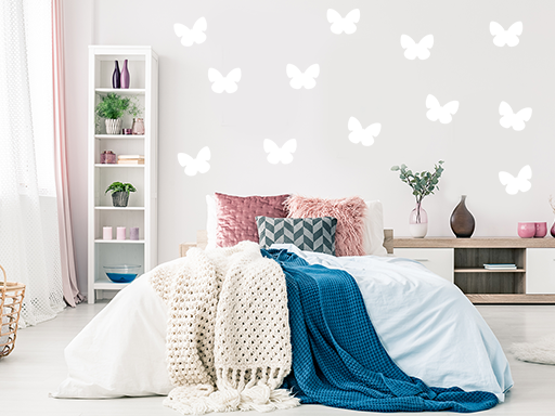 Sada 50 motýlků samolepky na zeď, Sada 50 motýlků nálepky na zeď, Sada 50 motýlků dekorace na zeď, Sada 50 motýlků samolepící nálepky na zeď