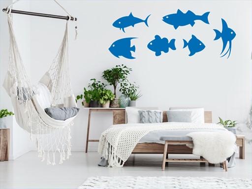 ryby samolepky na zeď, ryby dekorace na zeď, ryby nálepky na stěnu, ryby samolepící dekory na stěny