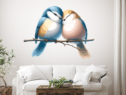 Láskyplní ptáčci samolepky na zeď, Láskyplní ptáčci dekorace na zeď, Láskyplní ptáčci samolepící dekorace na zdi, Láskyplní ptáčci nálepky na stěnu
