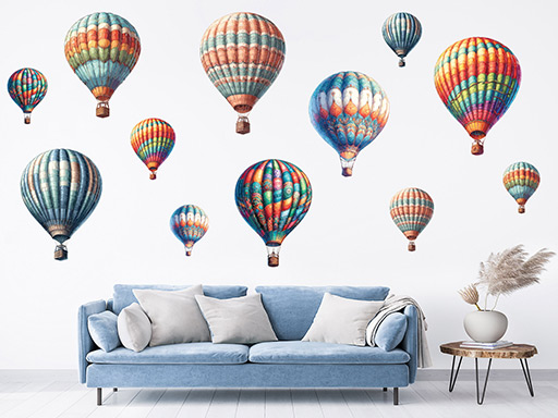 Létající balóny samolepky na zeď, Létající balóny nálepky na zeď, Létající balóny dekorace na zeď, Létající balóny samolepící nálepky na zeď