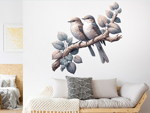 Ptáci na větvi samolepky na zeď, Ptáci na větvi nálepky na stěnu, Ptáci na větvi dekorace na zdi, Ptáci na větvi tapety na zdi