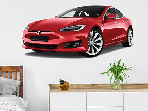 Tesla Model S samolepka na zeď, Tesla Model S nálepky na zeď, Tesla Model S dekorace na stěnu, Tesla Model S samolepící dekor na stěny,Tesla Model S samolepící tapety na zeď