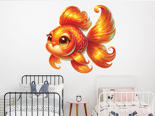 Zlatá rybka samolepky na zeď, Zlatá rybka nálepky na zeď, Zlatá rybka dekorace na zeď, Zlatá rybka samolepící nálepky na zeď